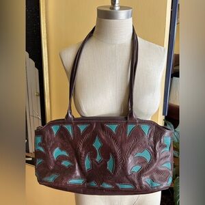 vintage genuine leather western style purse